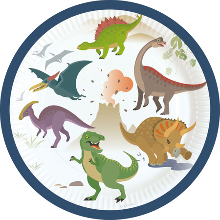 Talerzyki papierowe Happy Dinosaur 8 szt, 18 cm