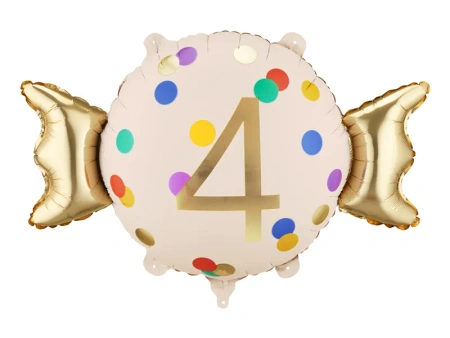 Balon foliowy Cukierek ''4'', 61x37 cm, mix