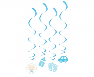 Papierowo-foliowa dekoracja wisząca B&G Baby Boy, 60 cm, 4 szt.