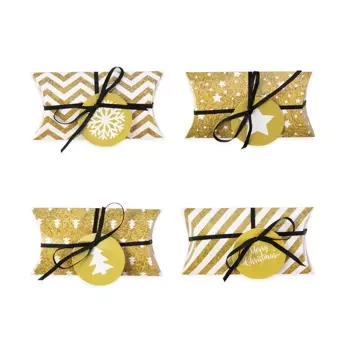 Pudełeczka ozdobne na prezenty świąteczne złoto-białe DIY 4szt.