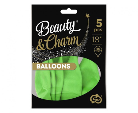 Balony Beauty&Charm, pastelowe, pistacjowe 18" / 5 szt.