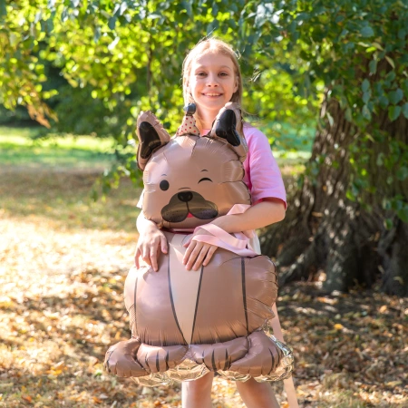 Balon foliowy stojący, Pies Buldog z czapeczką, 60x98 cm