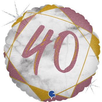 Balon Grabo 18'' Marble Mate 40 lat Rose Gold