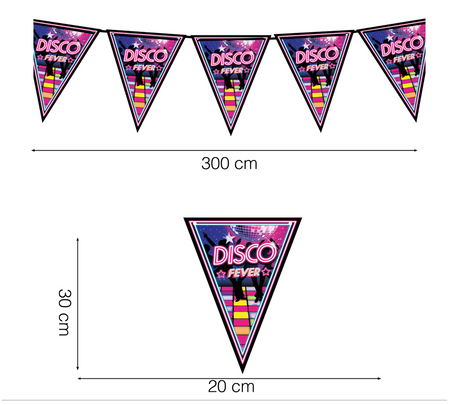 Girlanda papierowa flagietki Disco fever, 3m