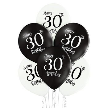 Balony Belbal D11, 30 cm Birthday 30, 6 szt