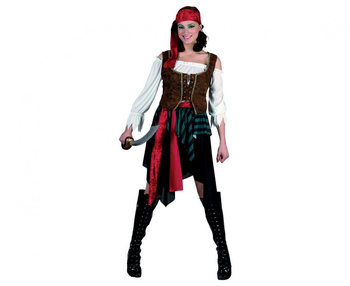 Zestaw dla dorosłych Piratka (opaska, gorset, bluzka, spódnica, pasek), rozm. uniw.