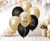 Bukiet balonowy B&C j. zloto-czarny Sto Lat, 7 szt.