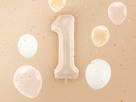Balon foliowy Cyfra ''1'', 72cm, c. beż