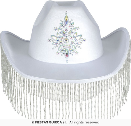 Kapelusz kowbojski z koralikami oraz zdobieniem