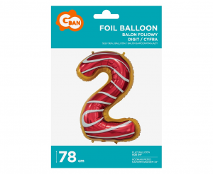 Balon foliowy Cyfra 2, ciasteczko, 78 cm