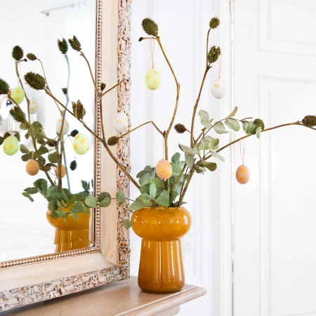 Dekoracje Wielkanocne Naturalne Wydmuszki w złote kwiatki mix 6 szt.