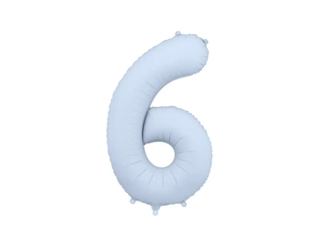 Balon foliowy Cyfra '6', 86cm, mglisty niebieski