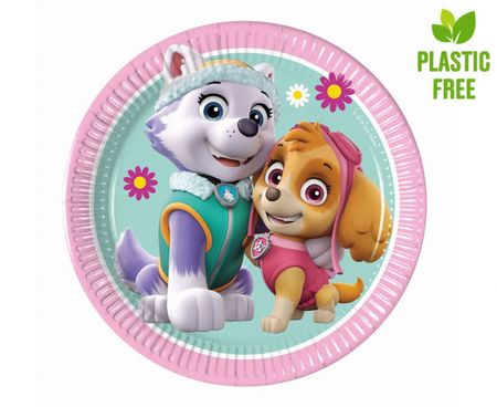 Talerzyki papierowe Paw Patrol Skye & Everest (Nickelodeon), 19,5cm, 8 szt. (plastic-free)