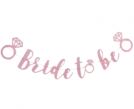 Girlanda papierowa GoGirls Bride to be, brokatowa różowa, 300 cm