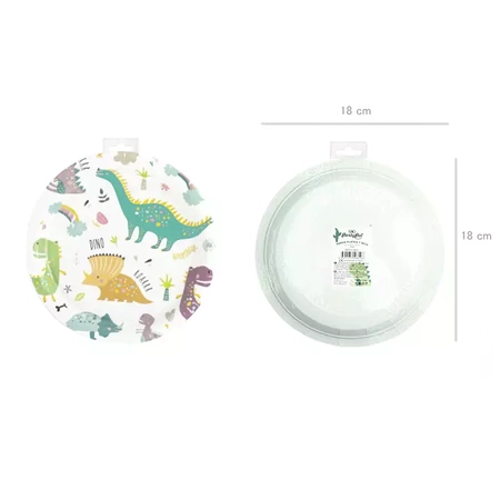 Talerzyki papierowe z dinozaurami 18cm. 6 szt