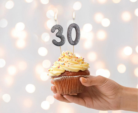 Świeczka piker B&C cyferka 0, czarna, NOWY BIO BROKAT, 11x3.5 cm