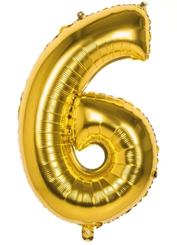 Balon foliowy BO 86 cm, cyfra 6, złoty