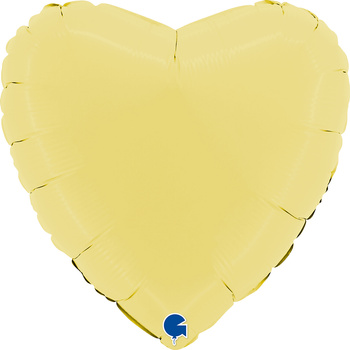 Balon Grabo  Serce Matowe Żółte 18" - 46 cm