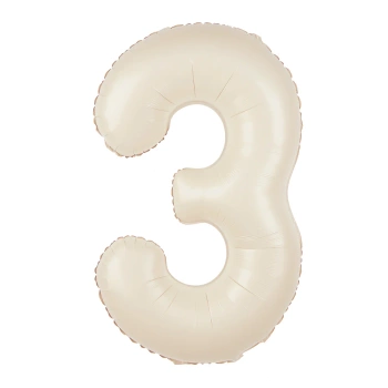 Balon foliowy cyfra 3 kremowy 100cm