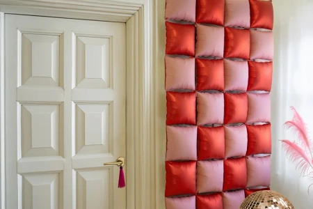 Balon foliowy kurtyna dwustronna Kwadrat, różowo-czerwony, 35 x 35 cm