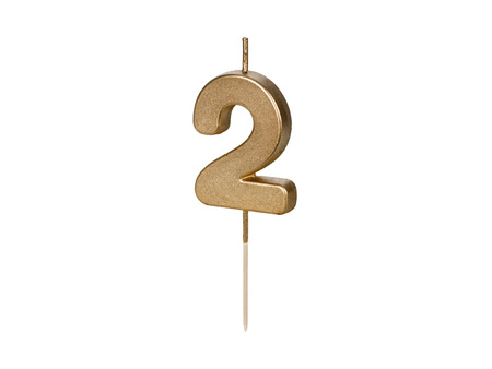 Świeczka urodzinowa Cyferka 2, 4.5 cm, złoty