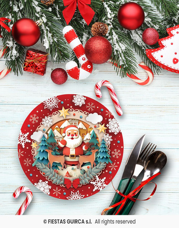 Talerzyki Santa Claus 23cm, 6 szt