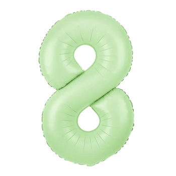 Balon foliowy cyfra 8 pistacjowy matowy 100cm