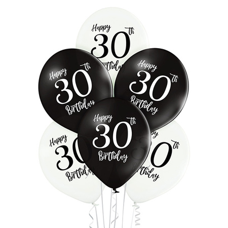 Balony Belbal D11, 30 cm Birthday 30, 6 szt 