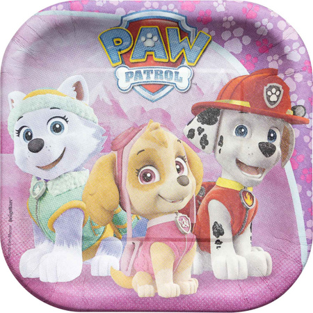 Talerzyki papierowe Pink Paw Patrol , 18x18 cm, 8 szt