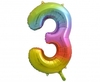 Balon foliowy B&C Cyfra 3, tęczowa, 85 cm