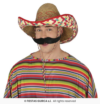 Kapelusz Sombrero Meksykańskie z kolorową obwódką, 50 cm