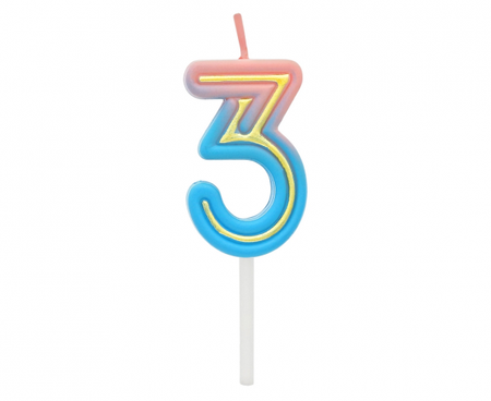 Świeczka cyferka B&C Neon 3