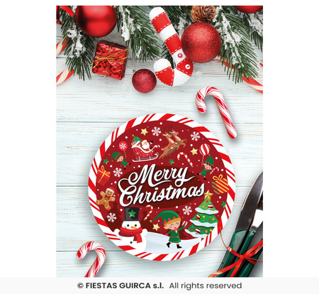 Talerzyki Merry Christmas 23cm, 6 szt