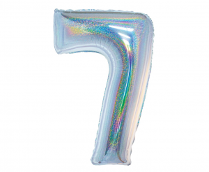 Balon foliowy B&C, Cyfra 7, holograficzna srebrna, 76 cm