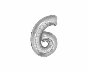 Balon foliowy "Cyfra 6", srebrna, 35 cm