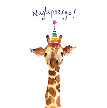 Karta urodzinowa Żyrafa w czapeczce