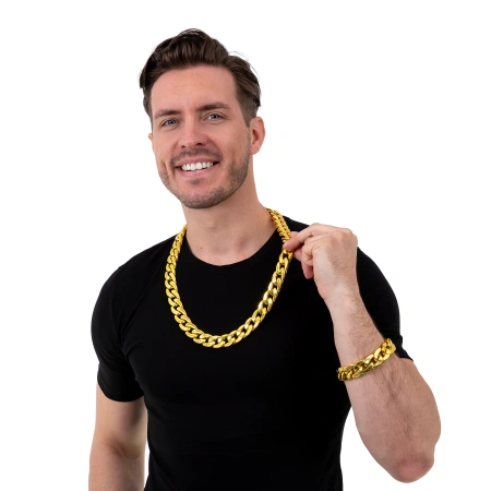 Bransoleta łańcuch złoty Disco, lata 80-te