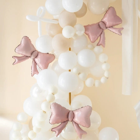 Balon foliowy Kokardki różowy szampański, 3 szt.