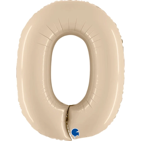Balon foliowy Grabo - "Number 0", kremowy, 66 cm, pakowany