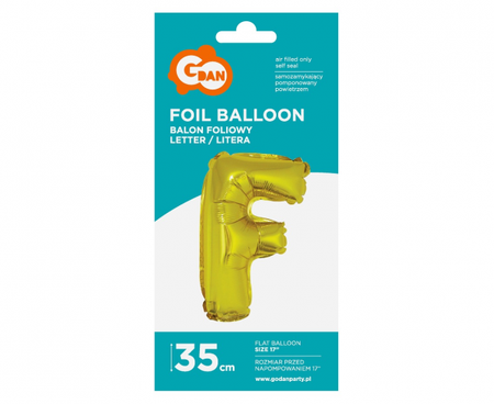 Balon foliowy "Litera F", złota, 35 cm