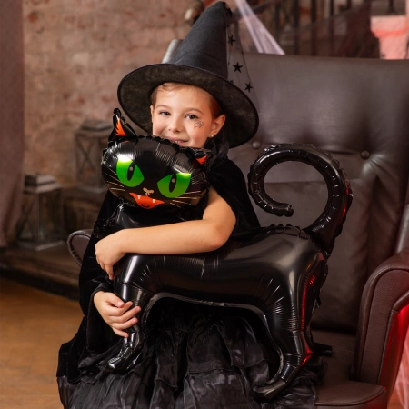 Balon foliowy stojący Czarny Kot Halloween