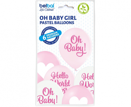 Balony "Oh Baby Girl", 6 szt.