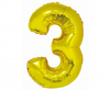 Balon foliowy Smart, Cyfra 3, złota, 76 cm
