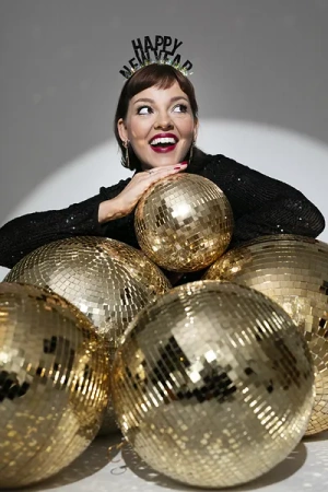 Kula lustrzana disco, szampański złoty, 40 cm