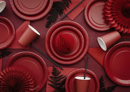 Kubeczki papierowe, ciemny czerwony, 250ml