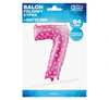 Balon foliowy "Cyfra 7", różowa w serca, 61 cm