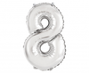 Balon foliowy "Cyfra 8", srebrna, 35 cm