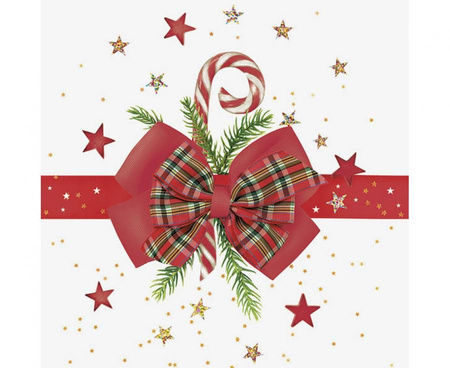 Serwetki papierowe „"Kokardka z laską cukrową", 33×33 cm ,(20 szt)