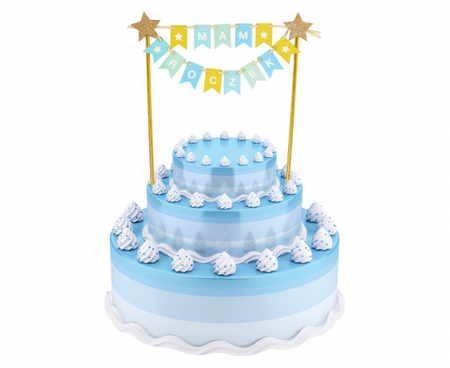 Dekoracja na tort Mam roczek, niebieski