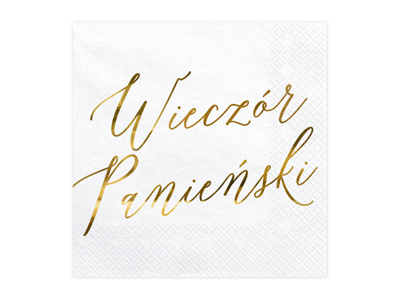 Serwetki Wieczór panieński, biały, 33x33cm